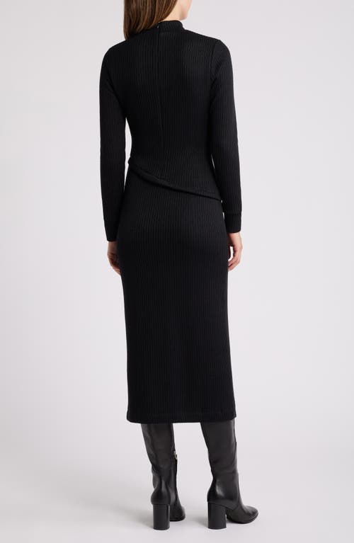 Shop Du Paradis Valentin Long Sleeve Rib Maxi Dress In Black