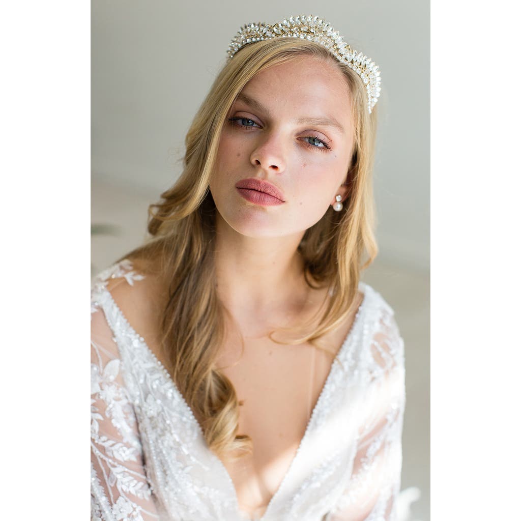 Brides And Hairpins Brides & Hairpins Neyva Crystal Crown In Gold