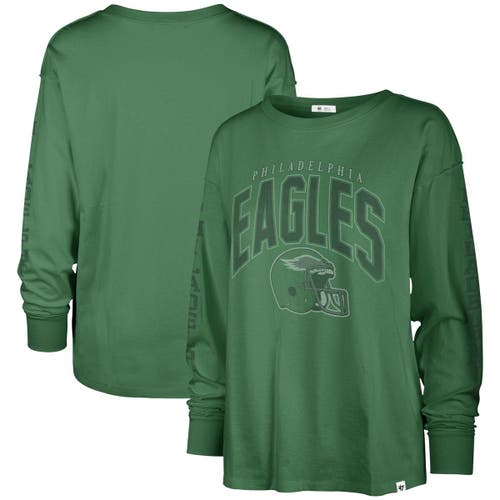 Women's '47 Green Philadelphia Eagles Tom Cat Long Sleeve T-Shirt