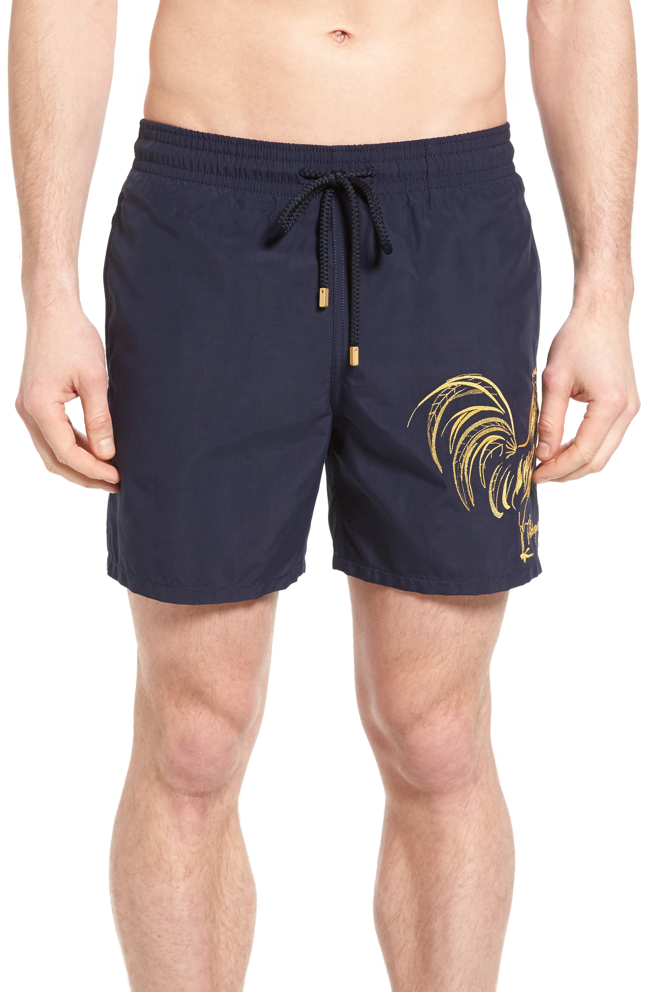 Howme Mens Embroidered Cozy Elastic Waist Drawstring Board Shorts
