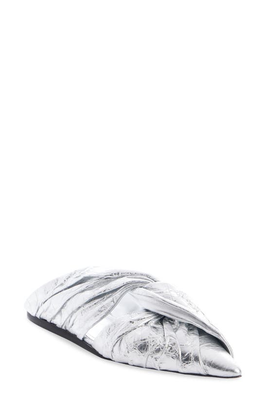 Shop Givenchy Twist Babouche Pointed Toe Metallic Mule In Silvery