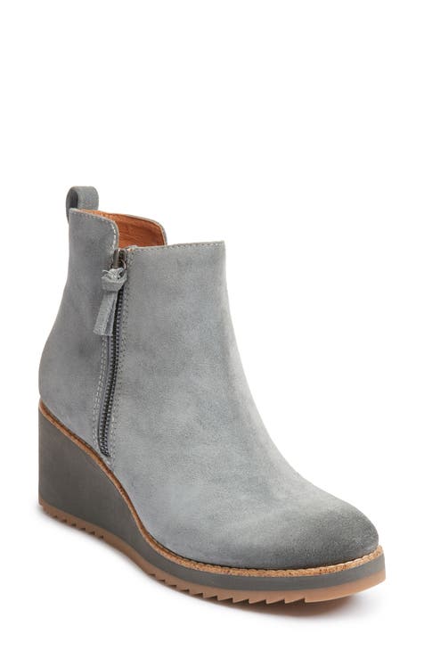 WMNS Extreme Wedge Boots - Double Accent Straps with Buckles / Gray