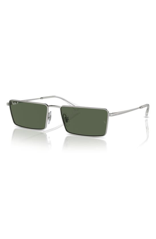 Shop Ray Ban Ray-ban Emy 59mm Polarized Rectangular Sunglasses In Silver