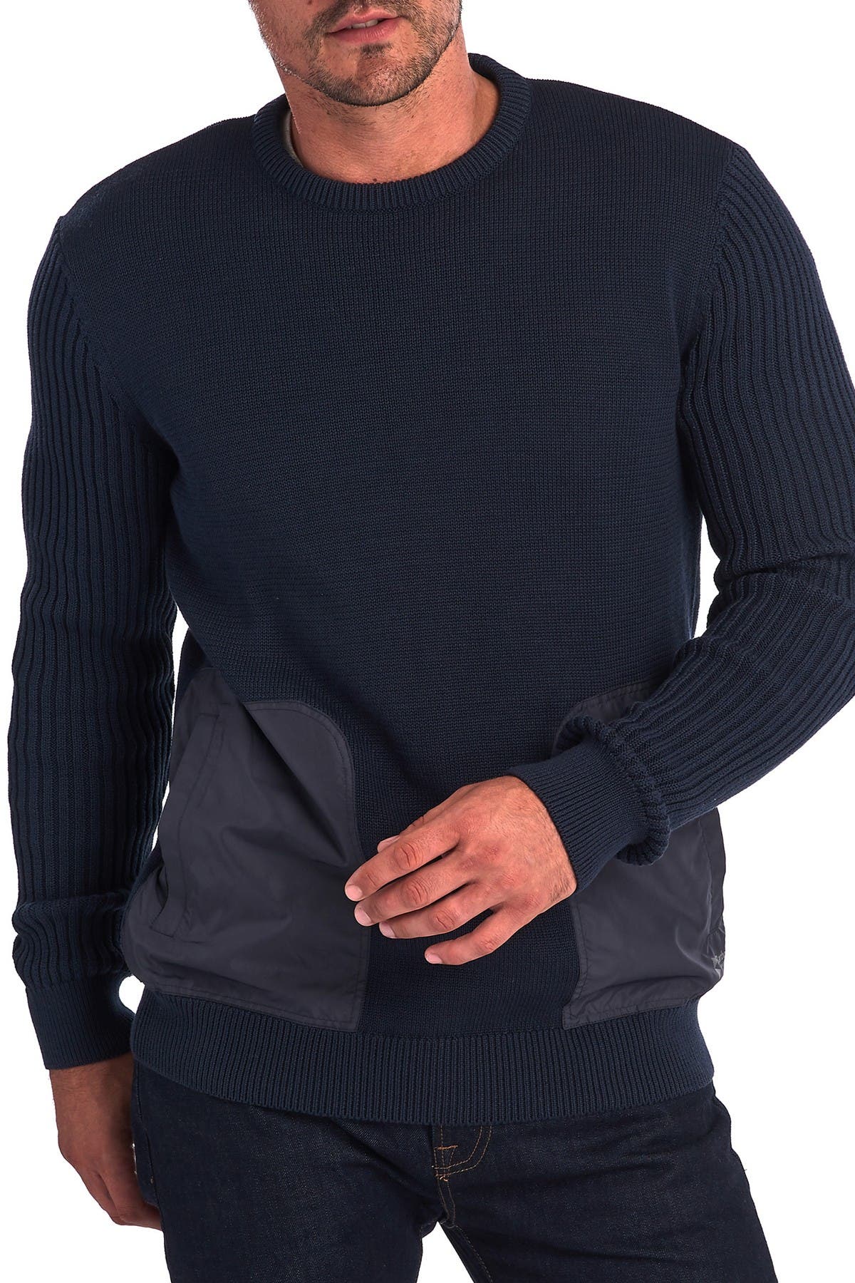 rib knit crew neck sweater