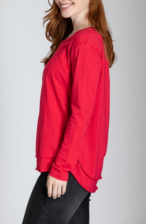 Apny Layered Hem Cotton Slub Top In Red