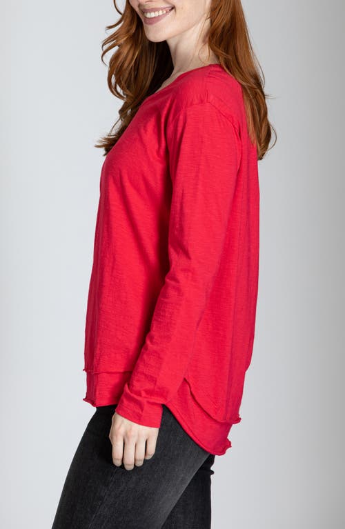 Shop Apny Layered Hem Cotton Slub Top In Red