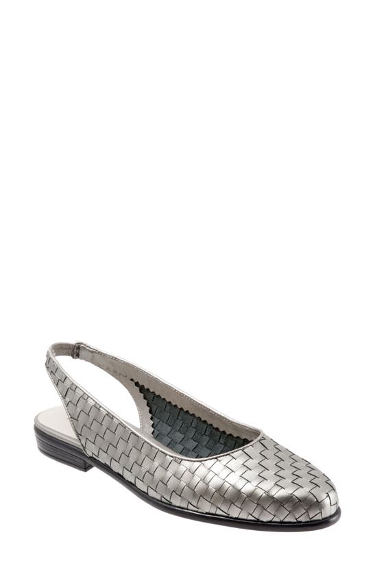 Trotters Lucy Slingback Flat In Pewter Leather