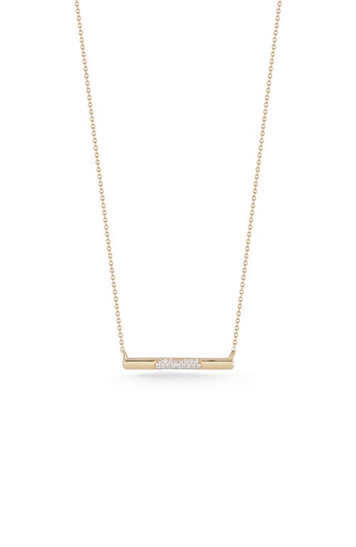 Micro Dome Pavé Diamond Bar Necklace in Yellow Gold