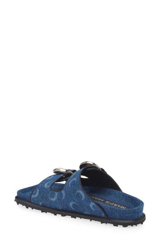 Shop Marine Serre Faux Fur Lined Square Toe Slide Sandal In Blt50 Blue Laser Wash