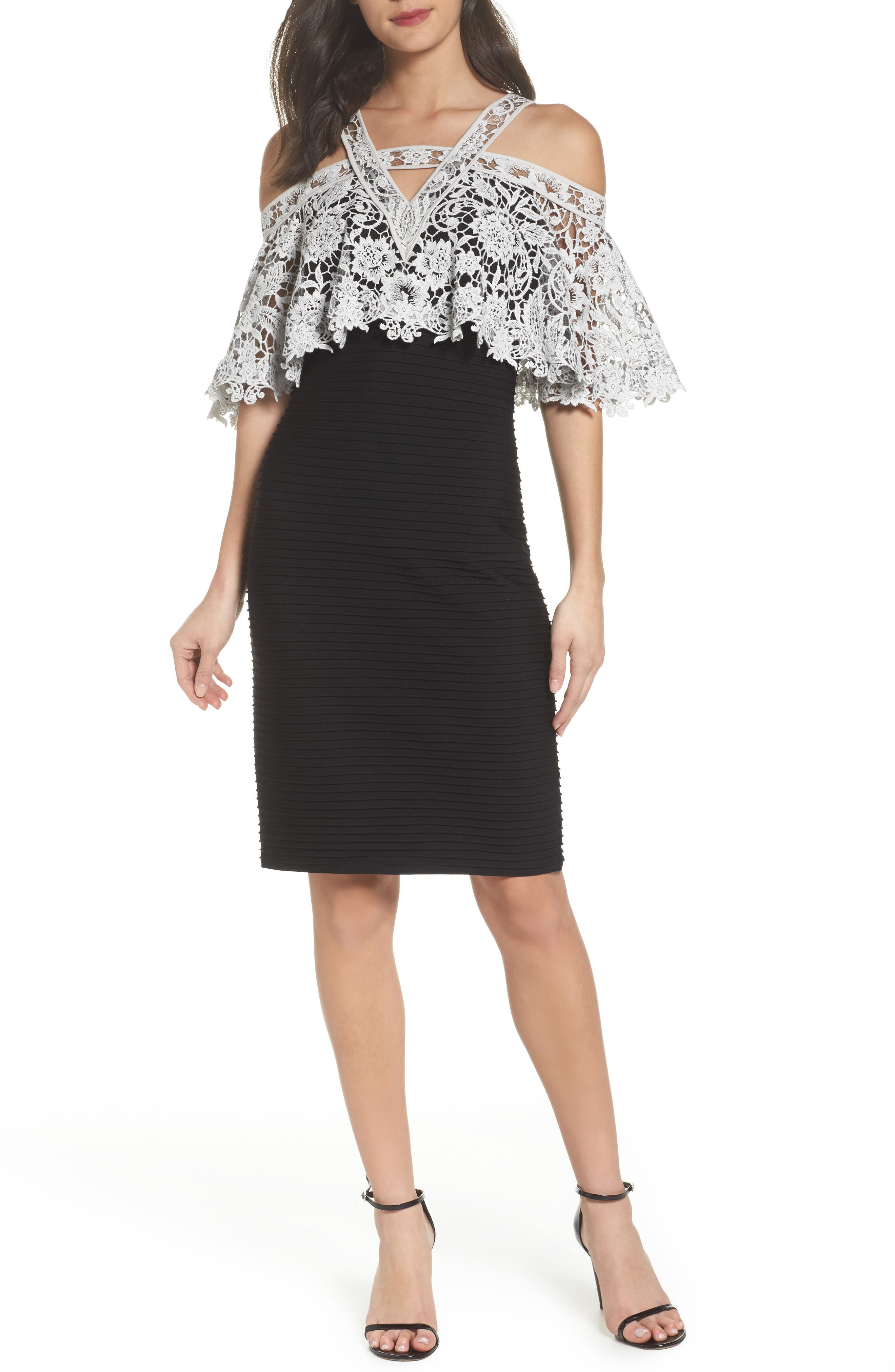 Tadashi Shoji Lace & Pintuck Cocktail Dress Nordstrom