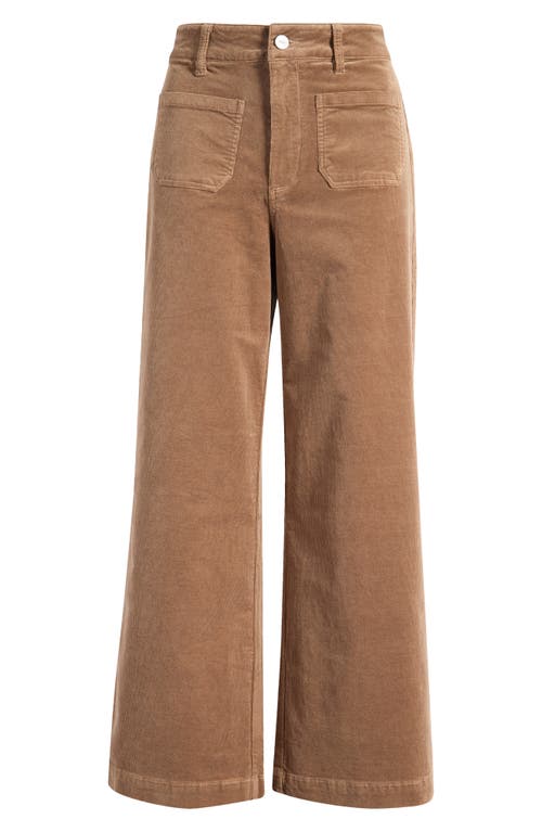 Shop Paige Anessa Patch Pocket Wide Leg Corduroy Pants In Burnt Sugar