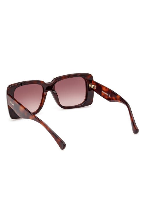 Shop Max Mara 53mm Rectangular Sunglasses In Dark Havana/brown