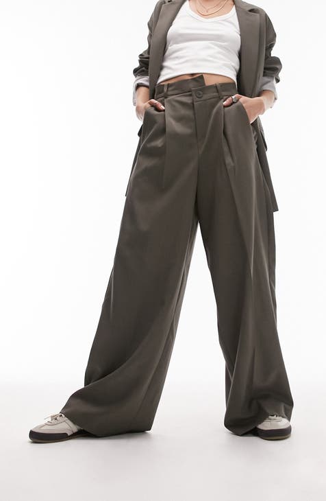 Topshop, Pants & Jumpsuits, Nwt Topshop Tall Grey Windowpane Plaid  Tapered Pleated High Waist Trousers Us 4