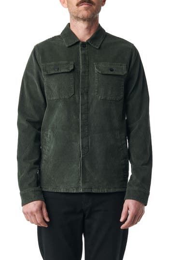 Ezekiel Kent Cotton Corduroy Button-up Overshirt In Olive