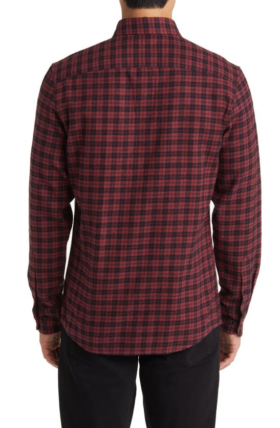 Nordstrom Marcus Trim Fit Check Flannel Button-down Shirt In Burgundy- Black Marcus Plaid