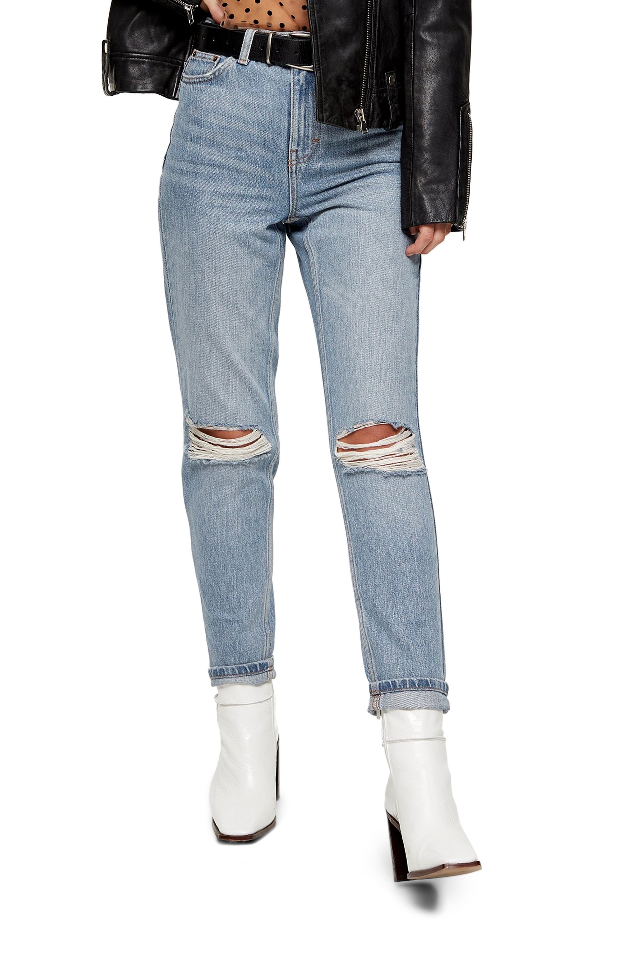 topshop bleached ripped mom jeans