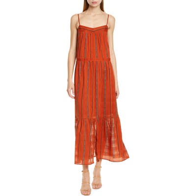 Ba & sh Kyo Tiered Cotton Maxi Dress, Brown
