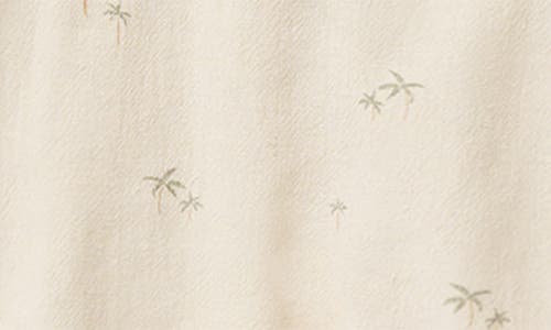 Rylee + Cru Palm Print Linen Blend Crossback Bubble Romper In Natural Palms