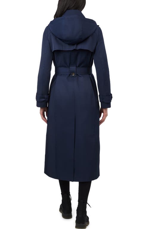 London Fog Water Resistant Belted Trench Coat In Midnight Navy