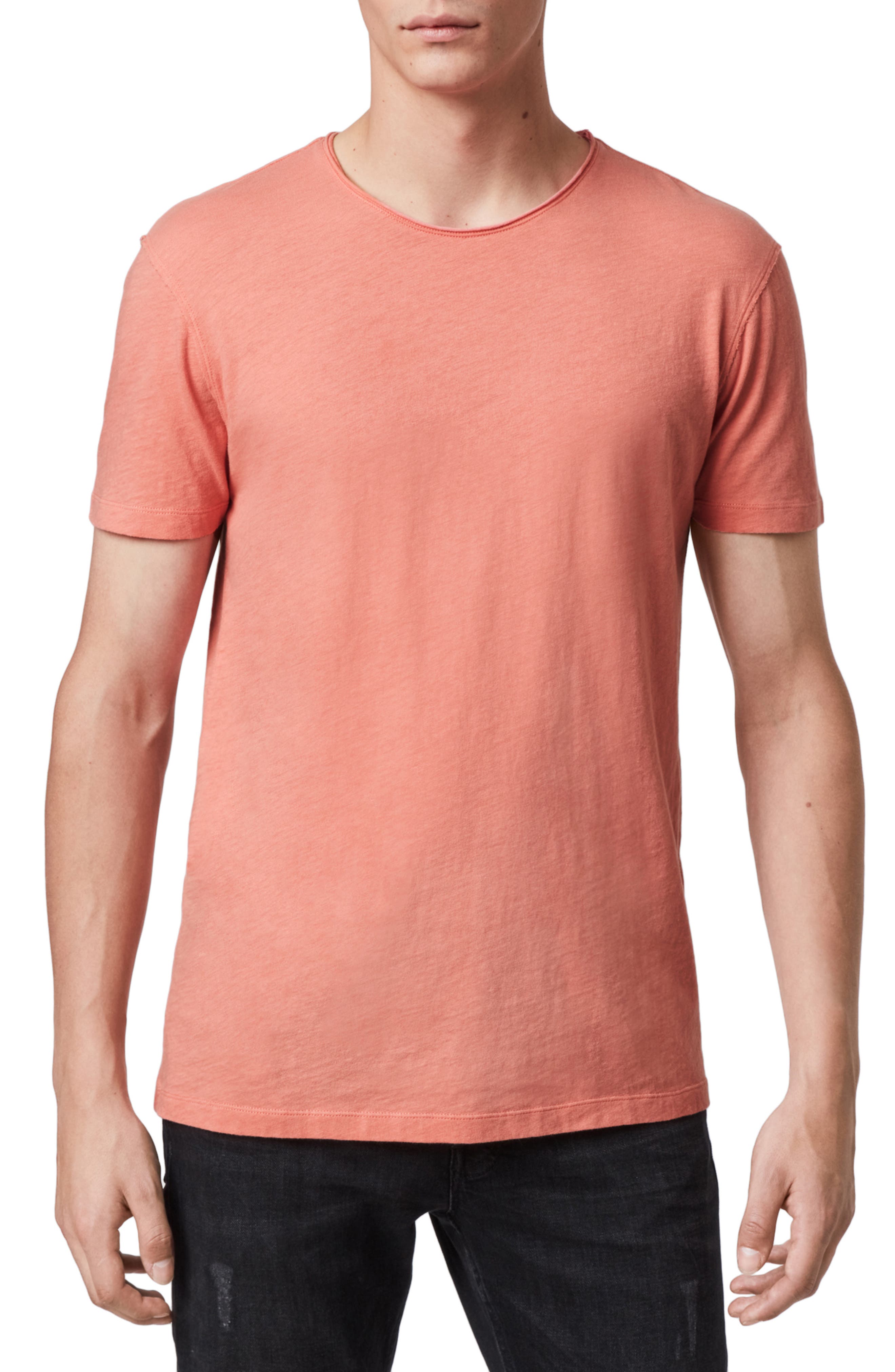 Allsaints Slim Fit Crewneck T-shirt In Melon Pink