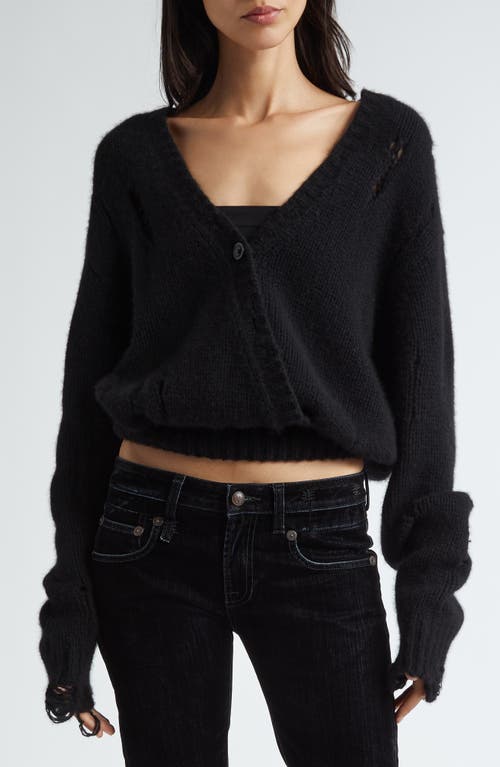 Shop R13 Distressed Crossover Cashmere Cardigan In Black