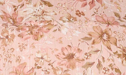 Shop Gibsonlook Floral Print Sparkle Long Sleeve Chiffon Dress In Dusty Pink Gold