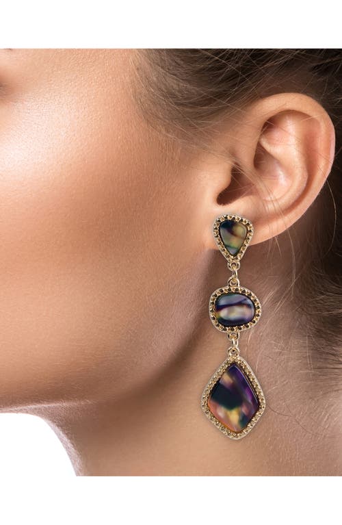 Shop Jardin Acrylic Triple Drop Earrings In Multi/gold