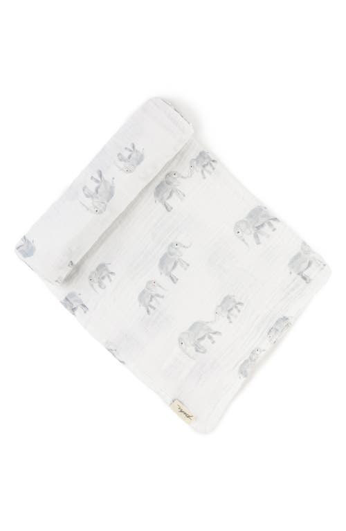 Shop Pehr Print Organic Cotton Swaddle In Elephant/grey