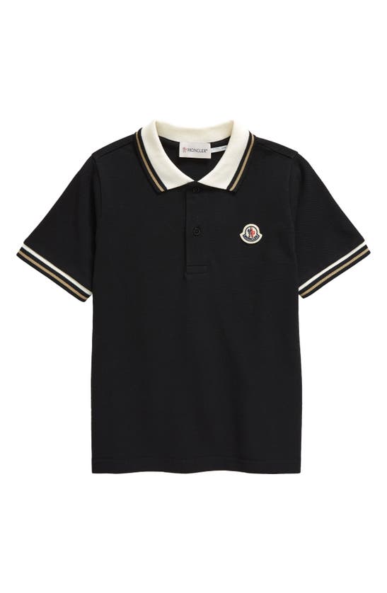 Moncler Boy's Cotton Piqué Short-sleeve Polo Shirt In Black