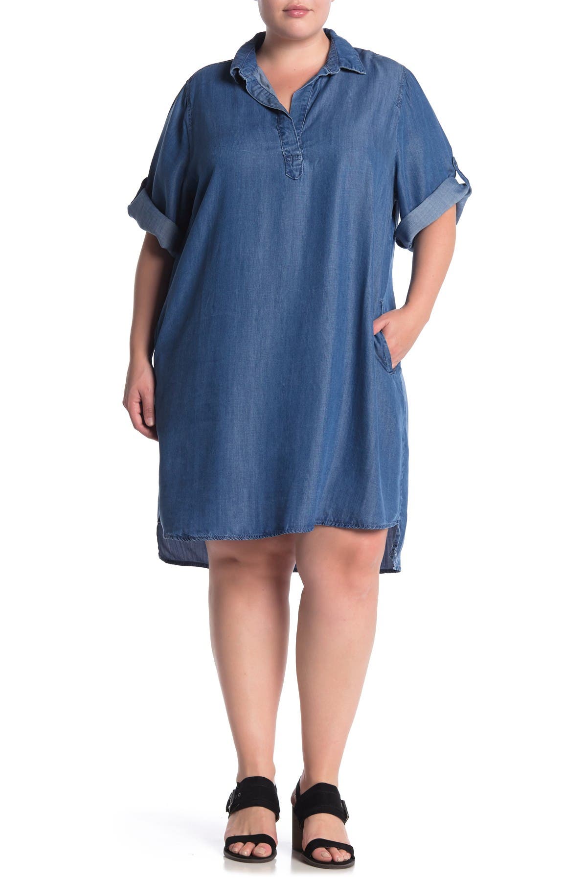 short sleeve chambray dress