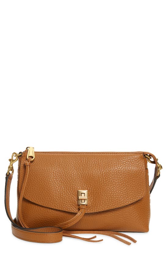 Rebecca Minkoff Darren Top Zip Leather Crossbody Bag In Caramello