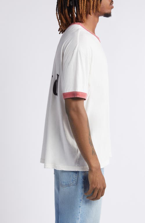 Shop Elwood Ringer Graphic T-shirt In Pearl/fire