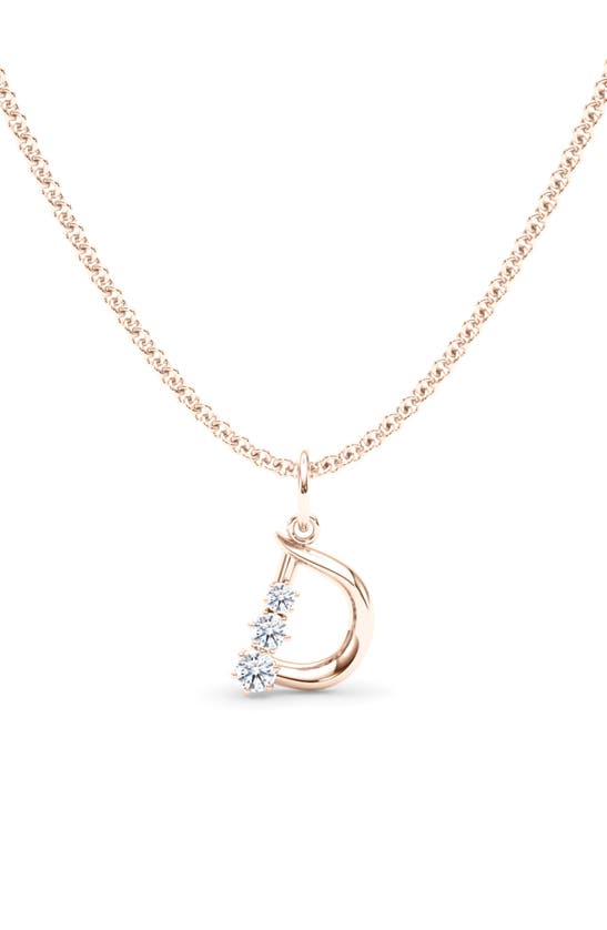 Hautecarat Graduated Lab-created Diamond Initial Letter Pendant Necklace In D - 18k Rose Gold