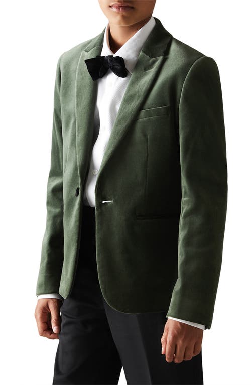 Shop Reiss Kids' Apsara Jr. Velveteen Dinner Jacket In Sage Green