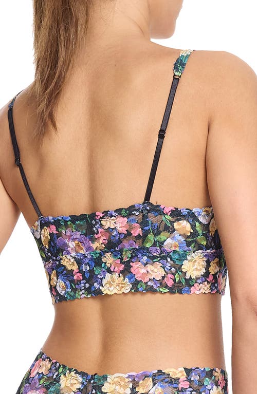 Hanky Panky Printed V-neck Retro Lace Bralette In Dream Garden Black
