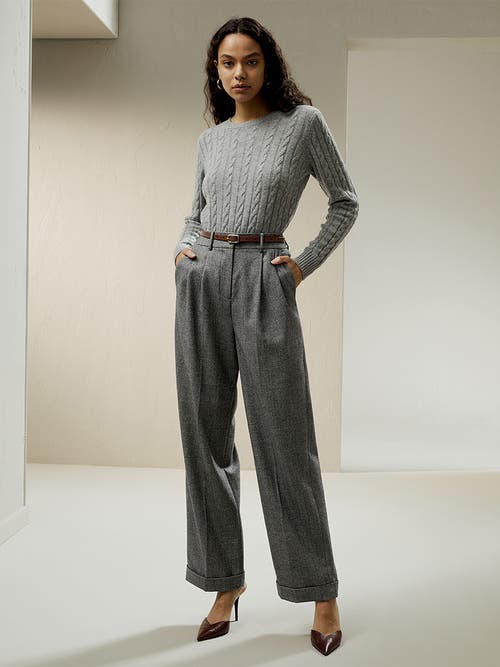 LILYSILK LILYSILK CLASSIC CABLE KNIT SWEATER WITH RIBBED EDGES