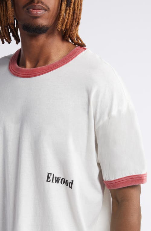 Shop Elwood Ringer Graphic T-shirt In Pearl/fire