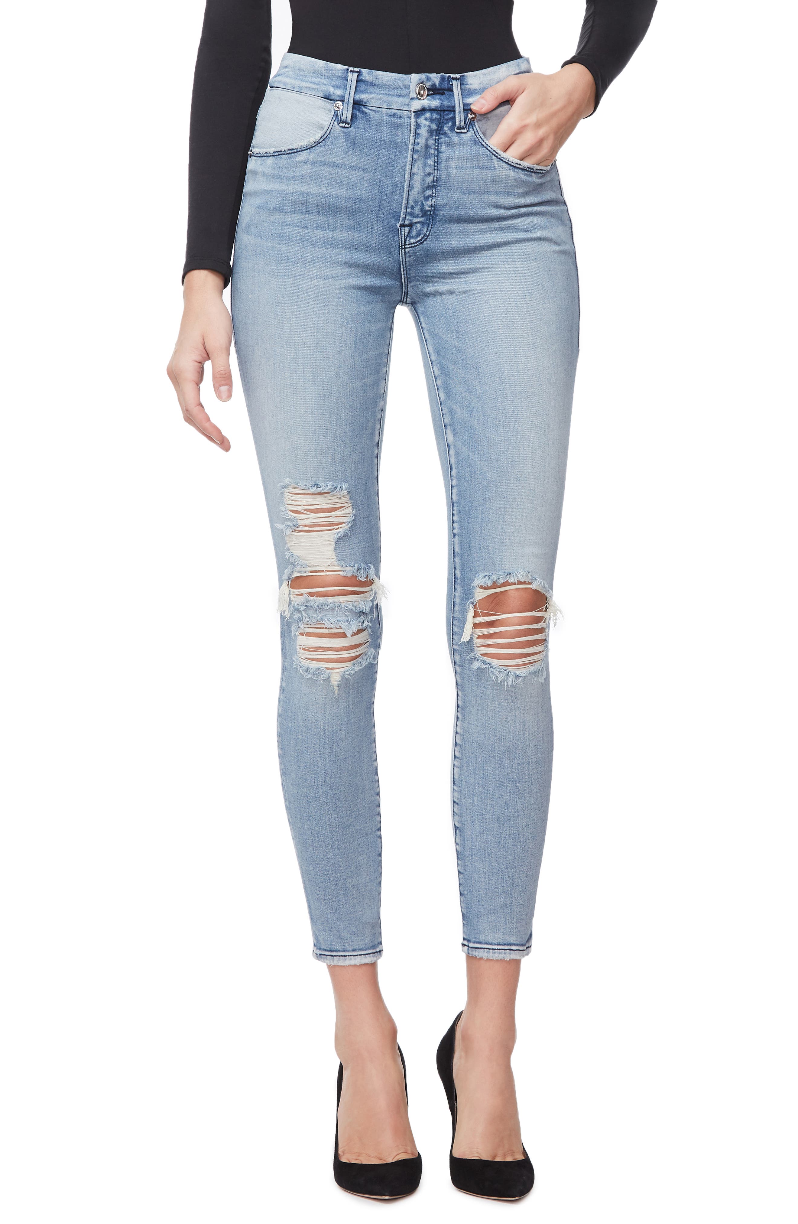 good waist ripped high waist skinny jeans