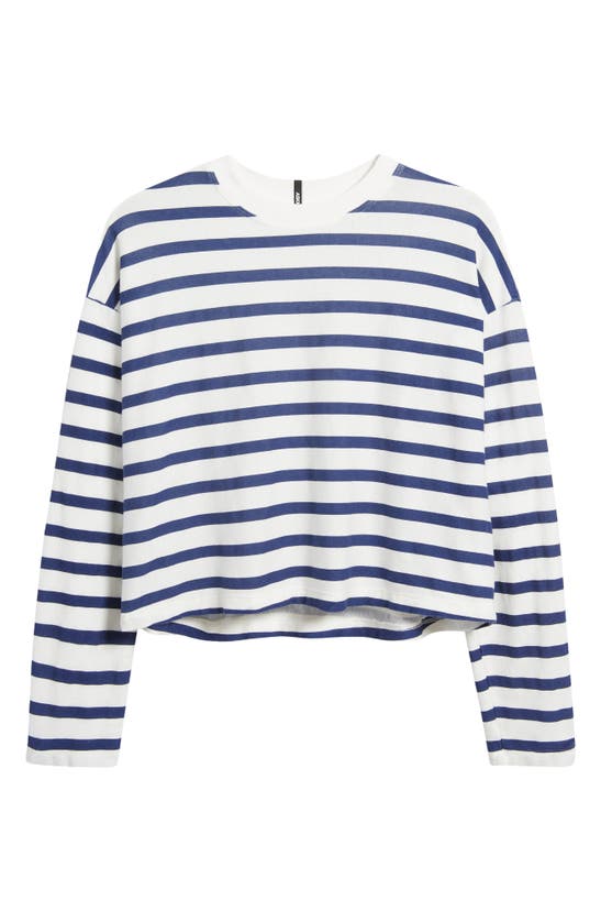 Shop Askk Ny Stripe Long Sleeve Cotton T-shirt In Thin Navy Stripe