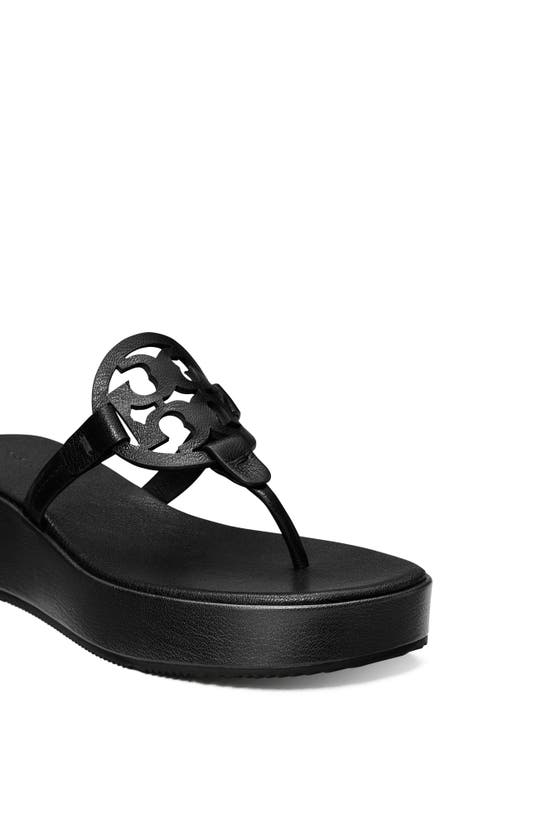 Shop Tory Burch Miller Platform Wedge Thong Sandal In Perfect Black