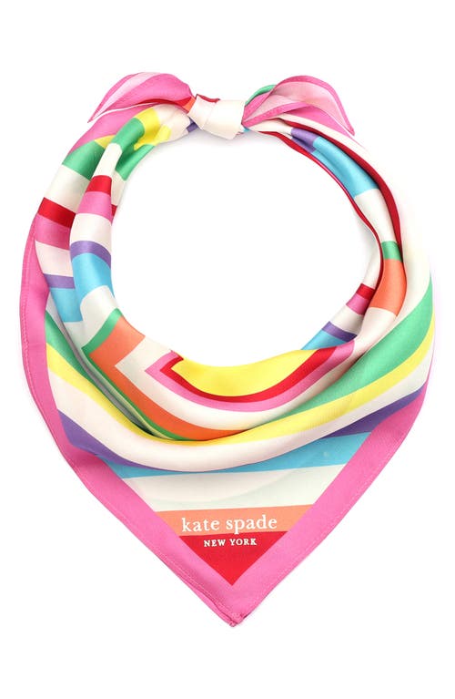 Shop Kate Spade New York Rainbow Heart Silk Bandana Scarf In Multi