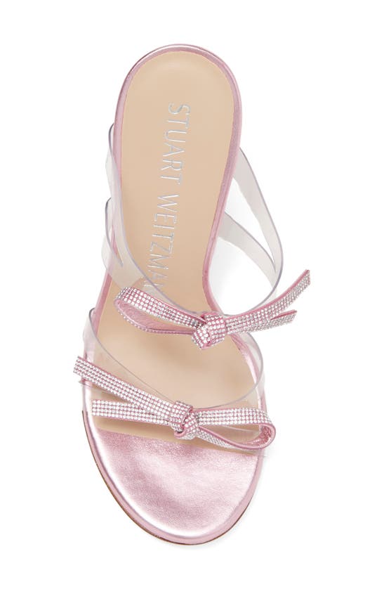Shop Stuart Weitzman Bow 100 Slide Sandal In Clear/ Cotton Candy