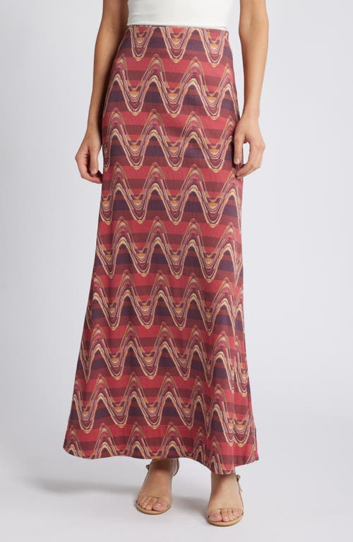 Shop Faithfull The Brand Elina Stripe Cotton Jersey Maxi Skirt In Ripple Wine