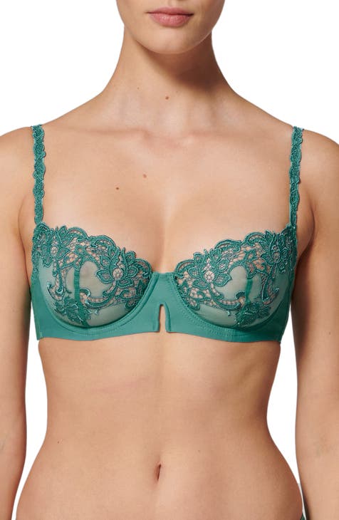 Buy Green Scallop Lace Full Cup Underwired Bra 32C, Bras