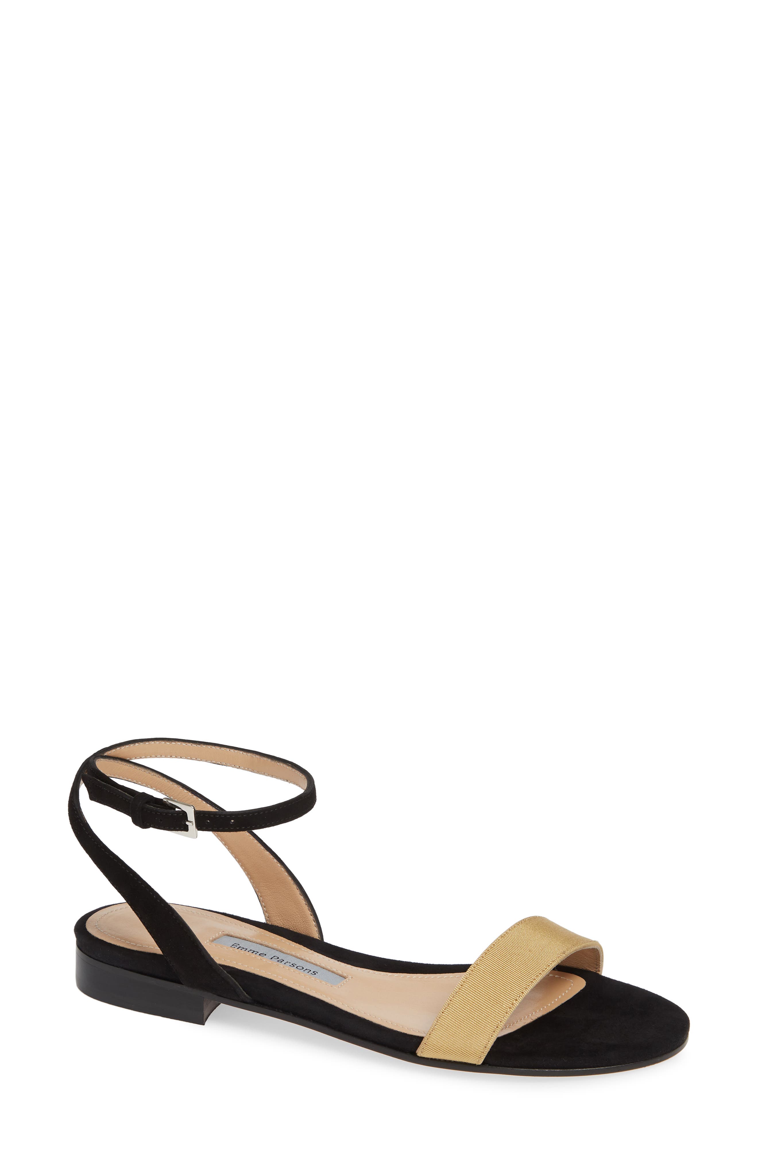 Emme Parsons Martina Ankle Strap Flat Sandal, Black