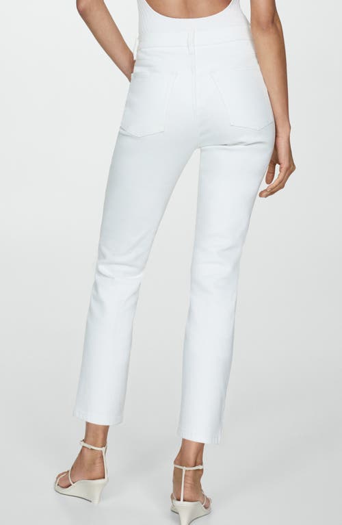 Mango Claudia Waxed Crop Slim Fit Jeans In White