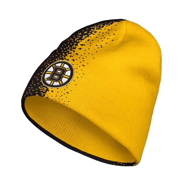 Shop Adidas Originals Adidas Black/gold Boston Bruins Split Knit Hat