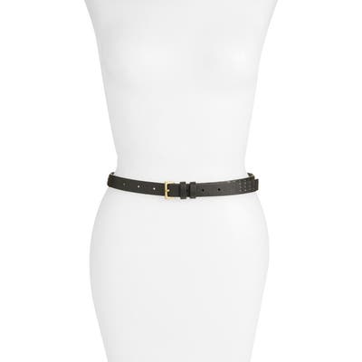 Allsaints Mini Sanded Stud Belt, Black/ Antique Brass