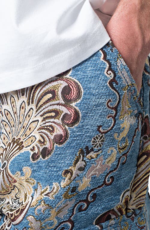 Mnml Ultra Baggy Jacquard Cargo Pants In Blue Multi Floral
