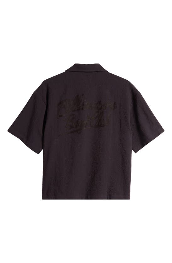 Shop Billionaire Boys Club Cabana Oversize Organic Cotton Seersucker Camp Shirt In Black